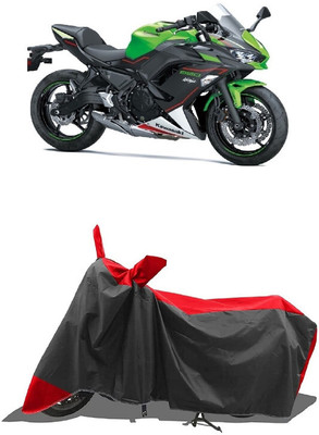 SUGASHRI Waterproof Two Wheeler Cover for Kawasaki(Ninja 650, Red, Black)
