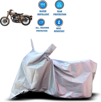 CODOKI Two Wheeler Cover for Royal Enfield(Classic Desert Storm, Silver)