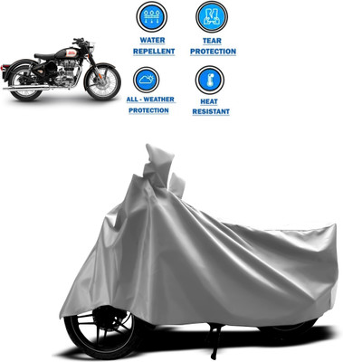 CODOKI Two Wheeler Cover for Royal Enfield(500, Silver)