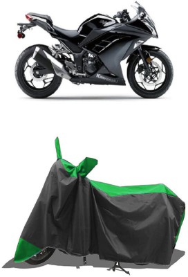 SUGASHRI Waterproof Two Wheeler Cover for Kawasaki(300, Green, Black)