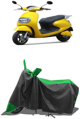 SUGASHRI Waterproof Two Wheeler Cover for Techo Electra(Emerge, Green, Black)