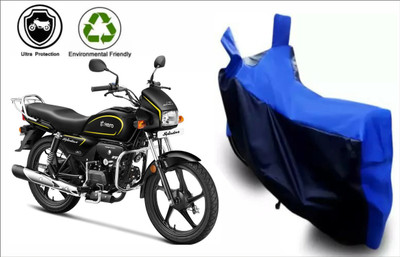 MMSSTAR Waterproof Two Wheeler Cover for Hero(Splendor Plus, Black, Blue)
