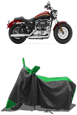 SUGASHRI Waterproof Two Wheeler Cover for Harley Davidson(1200 Custom, Green, Black)