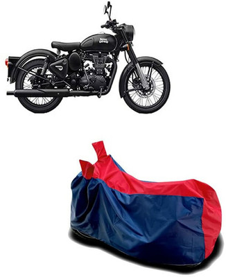 SK AUTO Waterproof Two Wheeler Cover for Royal Enfield(Classic 350 Signals, Black, Red)