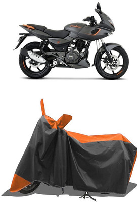 SUGASHRI Waterproof Two Wheeler Cover for Bajaj(Pulsar 180F, Orange, Black)