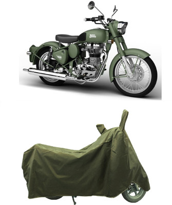 Coxtor Waterproof Two Wheeler Cover for Royal Enfield(Battle Green, Gold)