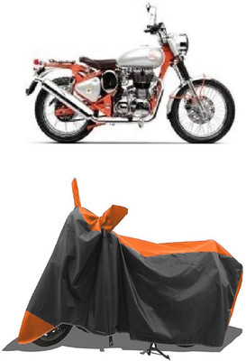 SUGASHRI Waterproof Two Wheeler Cover for Royal Enfield(Bullet Trials 350, Orange, Black)