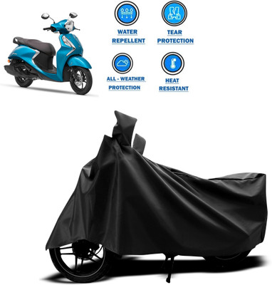 CODOKI Two Wheeler Cover for Yamaha(Fascino 125 FI, Black)