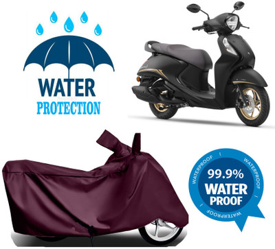 Mdstar Waterproof Two Wheeler Cover for Yamaha(Fascino, Maroon)