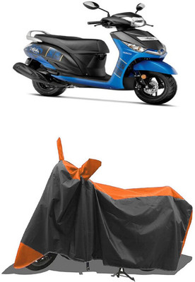 SUGASHRI Waterproof Two Wheeler Cover for Yamaha(Alpha BS6, Orange, Black)