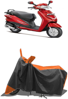 SUGASHRI Waterproof Two Wheeler Cover for Hero(Duet LX 110CC, Orange, Black)