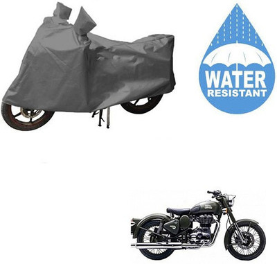 SK AUTO Two Wheeler Cover for Royal Enfield(Battle Green, Grey)