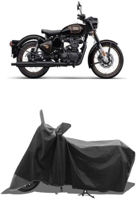 SUGASHRI Waterproof Two Wheeler Cover for Royal Enfield(Classic 500, Grey, Black)