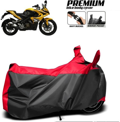 SK AUTO Waterproof Two Wheeler Cover for Bajaj(Pulsar RS 200, Grey, Red)
