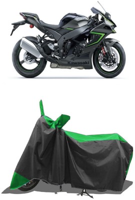 SUGASHRI Waterproof Two Wheeler Cover for Kawasaki(Ninja ZX 10R BS6, Green, Black)