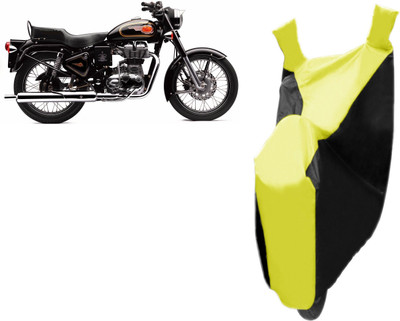 SK AUTO Two Wheeler Cover for Royal Enfield(Classic 350, Black, Yellow)