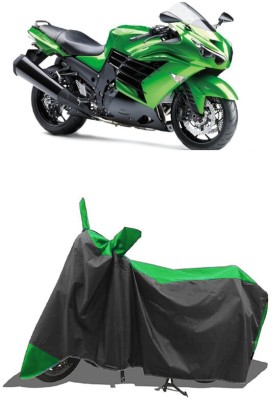 SUGASHRI Waterproof Two Wheeler Cover for Kawasaki(Ninja ZX-14R, Green, Black)