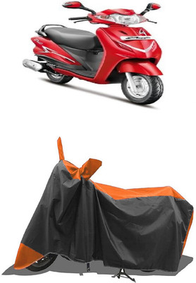 SUGASHRI Waterproof Two Wheeler Cover for Hero(Duet VX 110CC BS6, Orange, Black)
