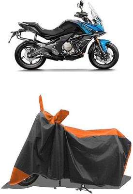 SUGASHRI Waterproof Two Wheeler Cover for CFMoto(650MT, Orange, Black)