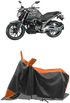 SUGASHRI Waterproof Two Wheeler Cover for Yamaha(FZS-FI BS6, Orange, Black)