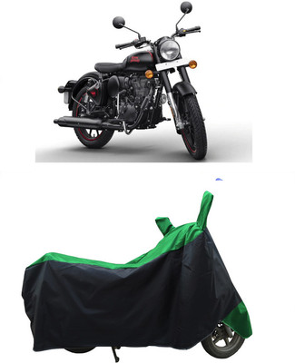 Coxtor Waterproof Two Wheeler Cover for Royal Enfield(350 BS6, Green, Black)