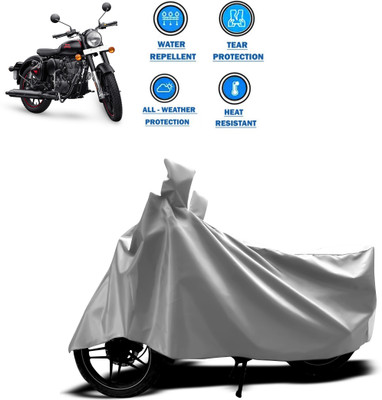 CODOKI Two Wheeler Cover for Royal Enfield(Classic 350, Silver)