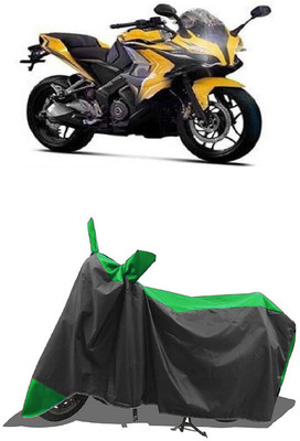 SUGASHRI Waterproof Two Wheeler Cover for Bajaj(Pulsar SS400 BS6, Green, Black)