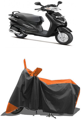 SUGASHRI Waterproof Two Wheeler Cover for Hero(Duet LX 110CC BS6, Orange, Black)