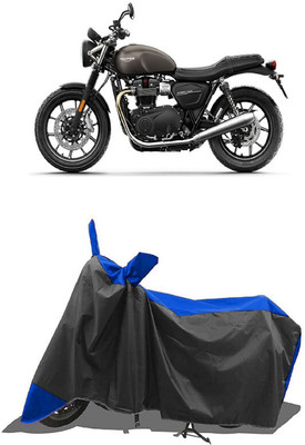 SUGASHRI Waterproof Two Wheeler Cover for Triumph(Street Twin BS6, Blue, Black)