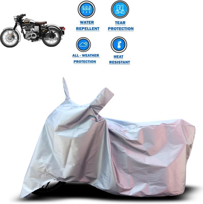 CODOKI Two Wheeler Cover for Royal Enfield(Classic 500, Silver)
