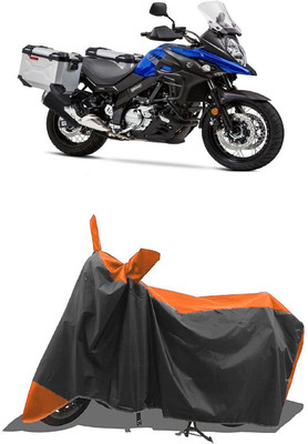 SUGASHRI Waterproof Two Wheeler Cover for Suzuki(V Strom 650, Orange, Black)