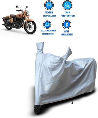 CODOKI Two Wheeler Cover for Royal Enfield(Classic 350 Signals, Silver)