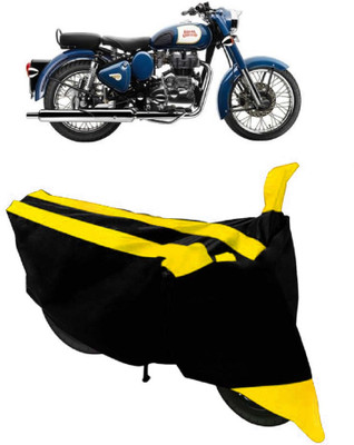 AutoGalaxy Waterproof Two Wheeler Cover for Royal Enfield(Bullet 350, Yellow, Black)