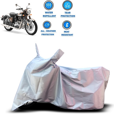 CODOKI Two Wheeler Cover for Royal Enfield(Standard 350, Silver)