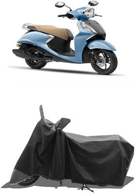 SUGASHRI Waterproof Two Wheeler Cover for Yamaha(Fascino 125 FI, Grey, Black)