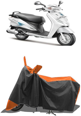 SUGASHRI Waterproof Two Wheeler Cover for Hero(Duet VX 110CC, Orange, Black)