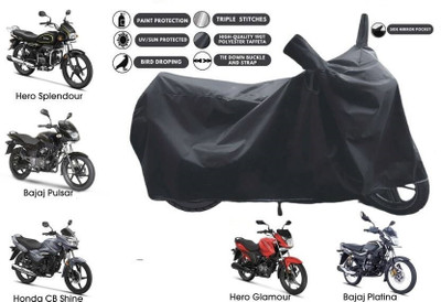 SK AUTO Waterproof Two Wheeler Cover for Hero, Bajaj, TVS, Royal Enfield, Honda(Black)