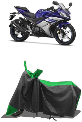 SUGASHRI Waterproof Two Wheeler Cover for Yamaha(YZF-R15 V2, Green, Black)
