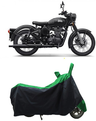 Coxtor Waterproof Two Wheeler Cover for Royal Enfield(Classic Stealth Black, Green)