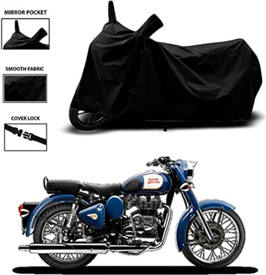 smwzxyu Waterproof Two Wheeler Cover for Royal Enfield(Bullet 350, Black)