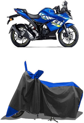 SUGASHRI Waterproof Two Wheeler Cover for Suzuki(Gixxer, Blue, Black)