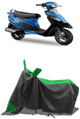 SUGASHRI Waterproof Two Wheeler Cover for TVS(Pep Plus, Green, Black)