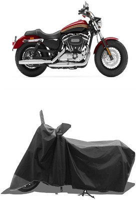 SUGASHRI Waterproof Two Wheeler Cover for Harley Davidson(1200 Custom, Grey, Black)
