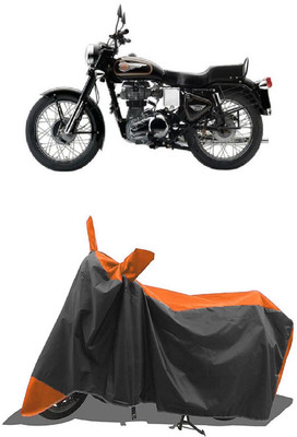 SUGASHRI Waterproof Two Wheeler Cover for Royal Enfield(Bullet 350 Twinspark, Orange, Black)