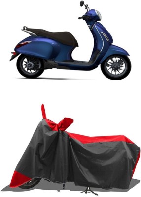 SUGASHRI Waterproof Two Wheeler Cover for Bajaj(New Chetak, Red, Black)