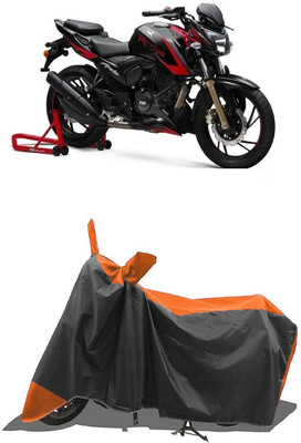 SUGASHRI Waterproof Two Wheeler Cover for TVS(Apache RTR 200 Fi E100, Orange, Black)