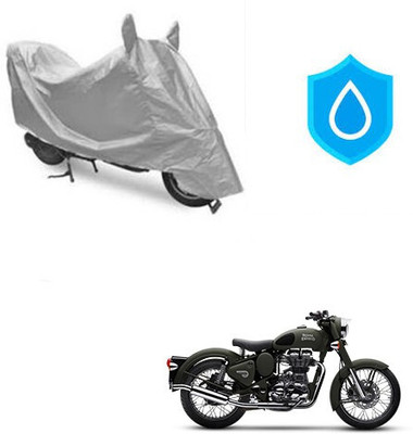SK AUTO Waterproof Two Wheeler Cover for Royal Enfield(Battle, Silver)