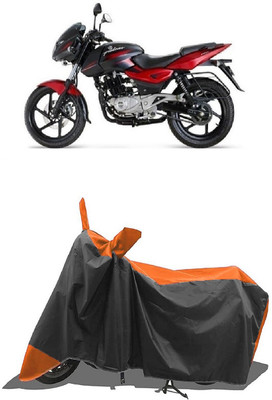SUGASHRI Waterproof Two Wheeler Cover for Bajaj(Pulsar 180 DTS-i, Orange, Black)
