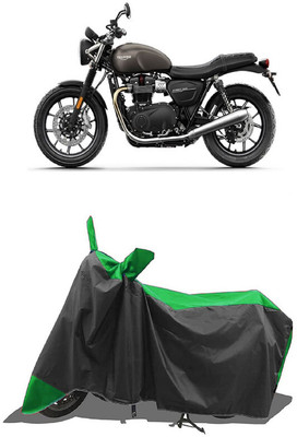 SUGASHRI Waterproof Two Wheeler Cover for Triumph(Street Twin BS6, Green, Black)