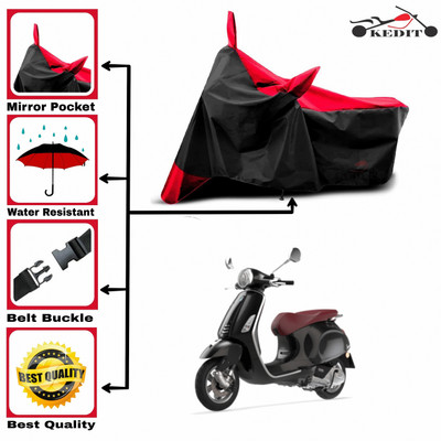 SK AUTO Two Wheeler Cover for Piaggio(Vespa, Red, Black)